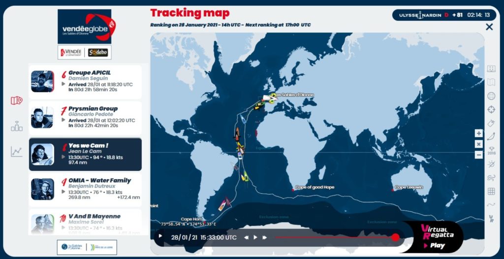 Tracking online de la regata Vendée Globe